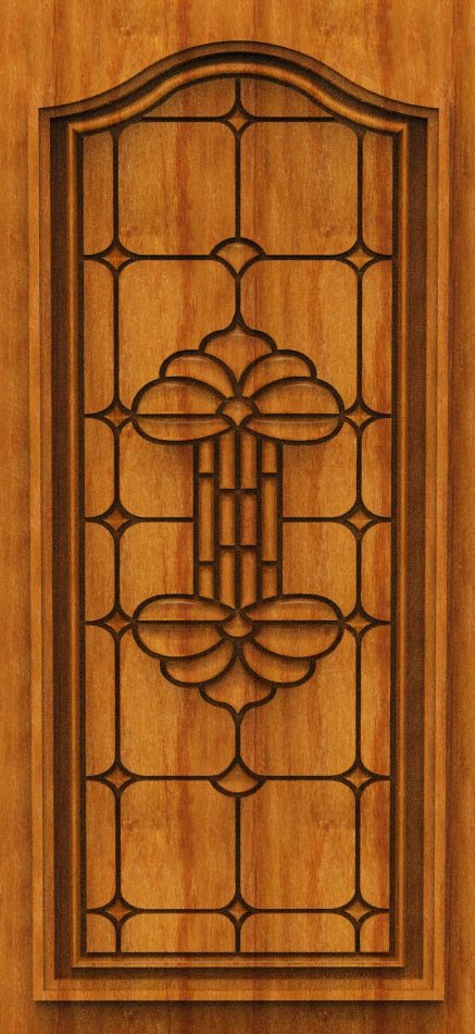 3D DOOR - OAK-41 Classic Geometric Floral Carved Wooden Door Design
